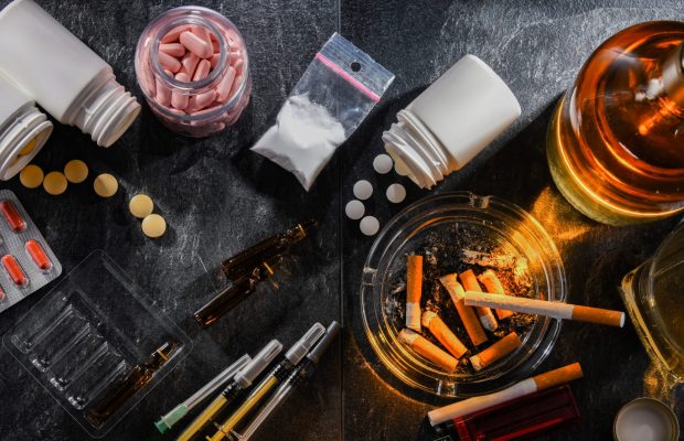 Addictive substances, including alcohol, cigarettes and drugs.
